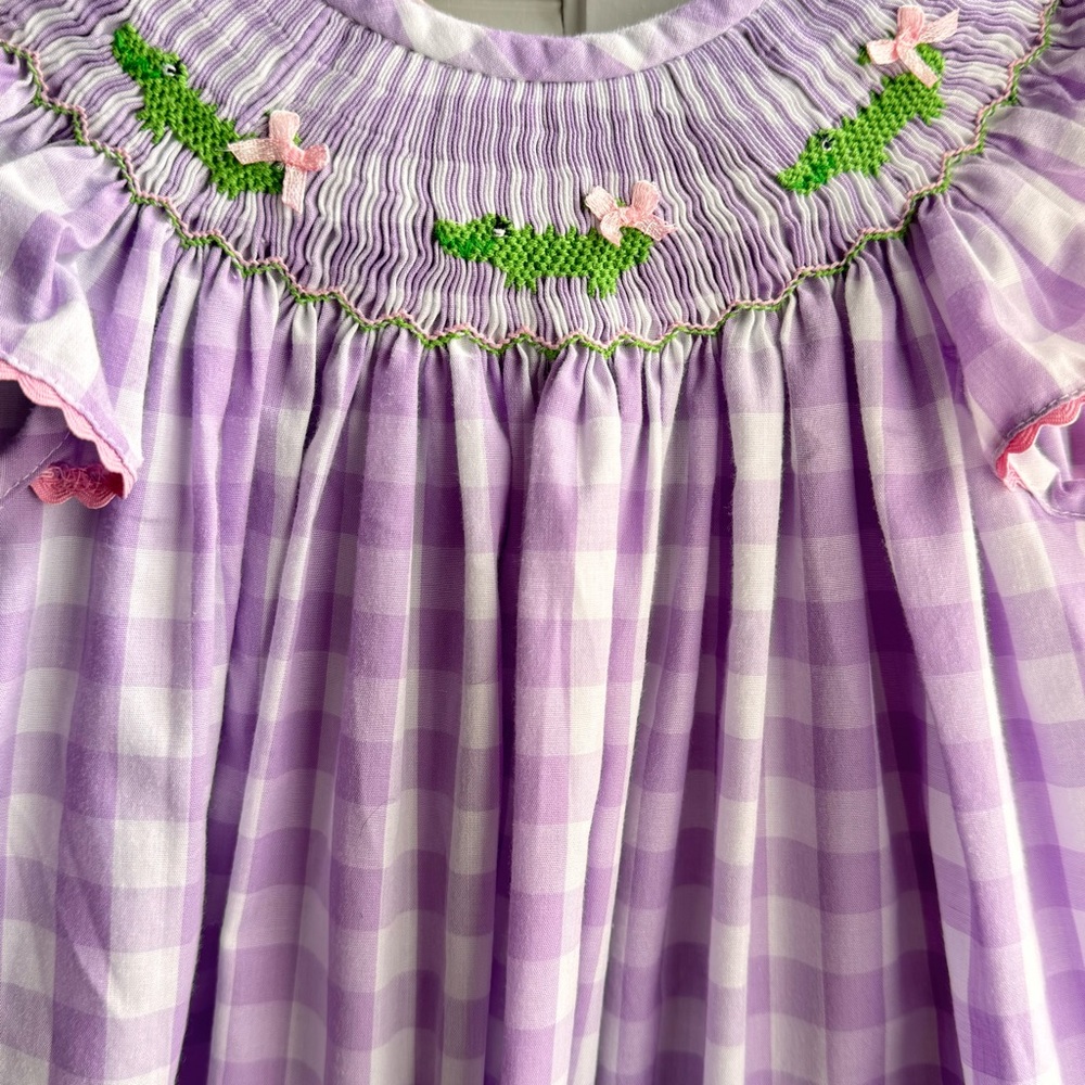 Crocodile Purple Gingham Kids Casual Dress -2T 🐊